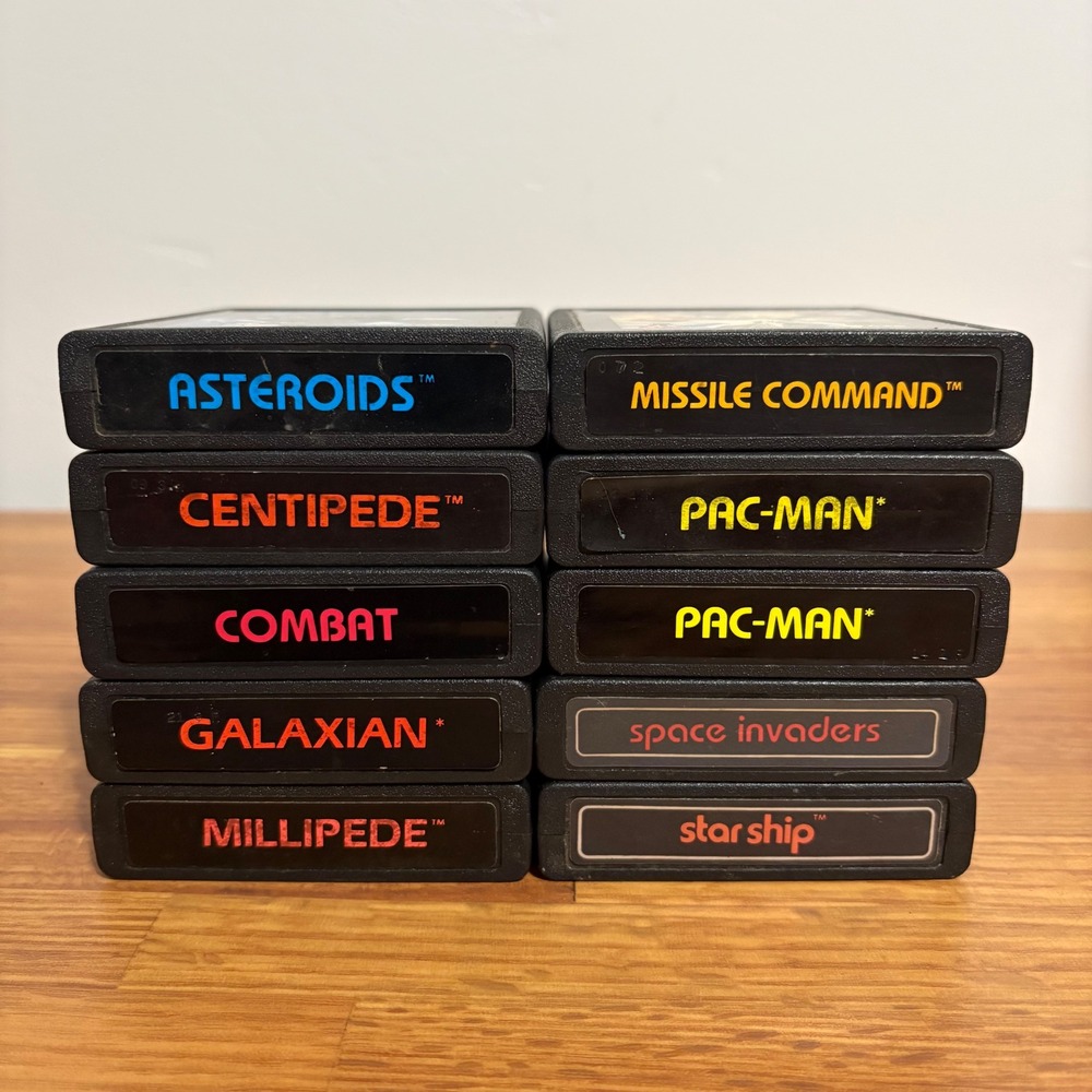 UNTESTED Atari 2600 Video Game Cartridge Lot of 10 Asteroids Pac-Man‎ Centipede